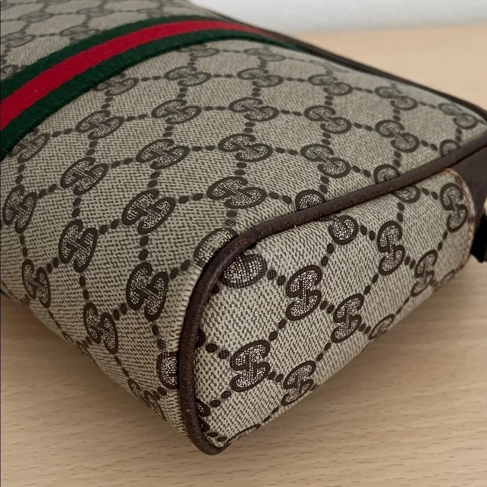 Rare Gucci GG Supreme Sherry Line Cosmetic Pouch Original Interior Late 70s-80